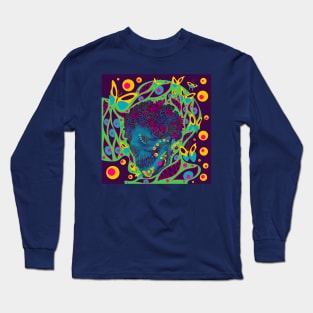 skull flower in pride butterfly ecopop pattern Long Sleeve T-Shirt